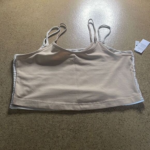 BP. Bundle of 2 Cropped Tank Tops XL - Tan, Tan White Striped - Picture 7 of 8